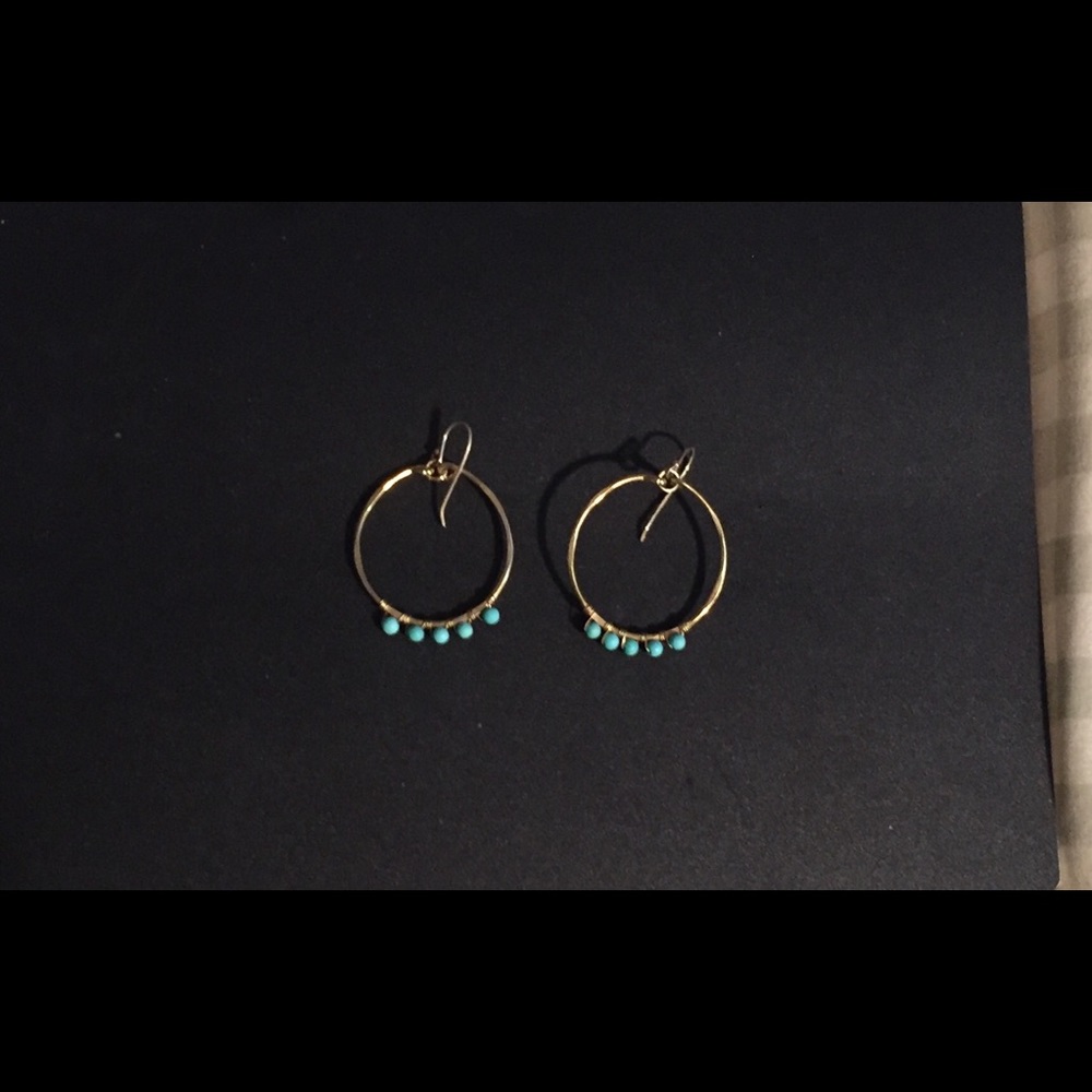 Gold tone and turquoise earrings